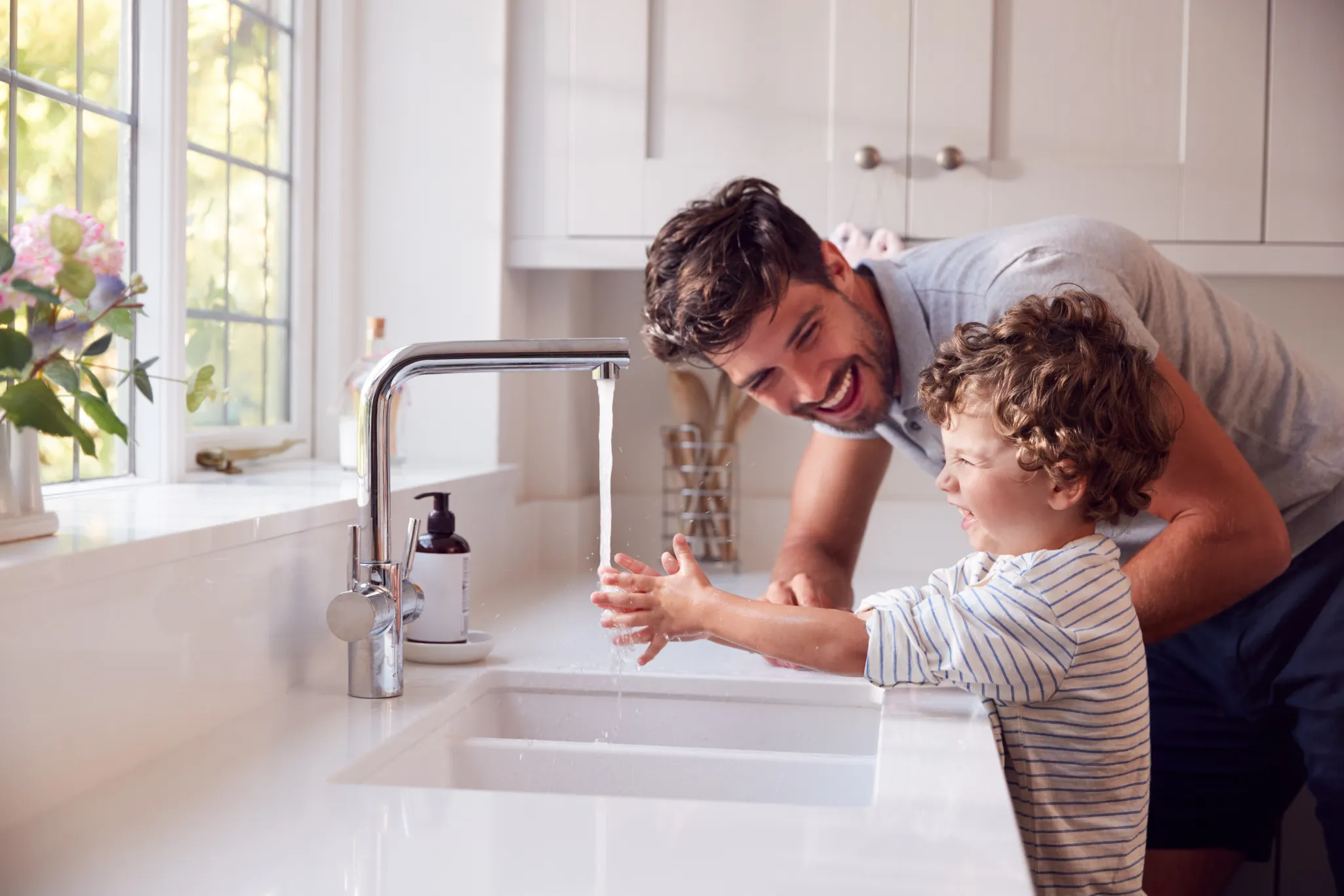  Father And Child Washing Hands 